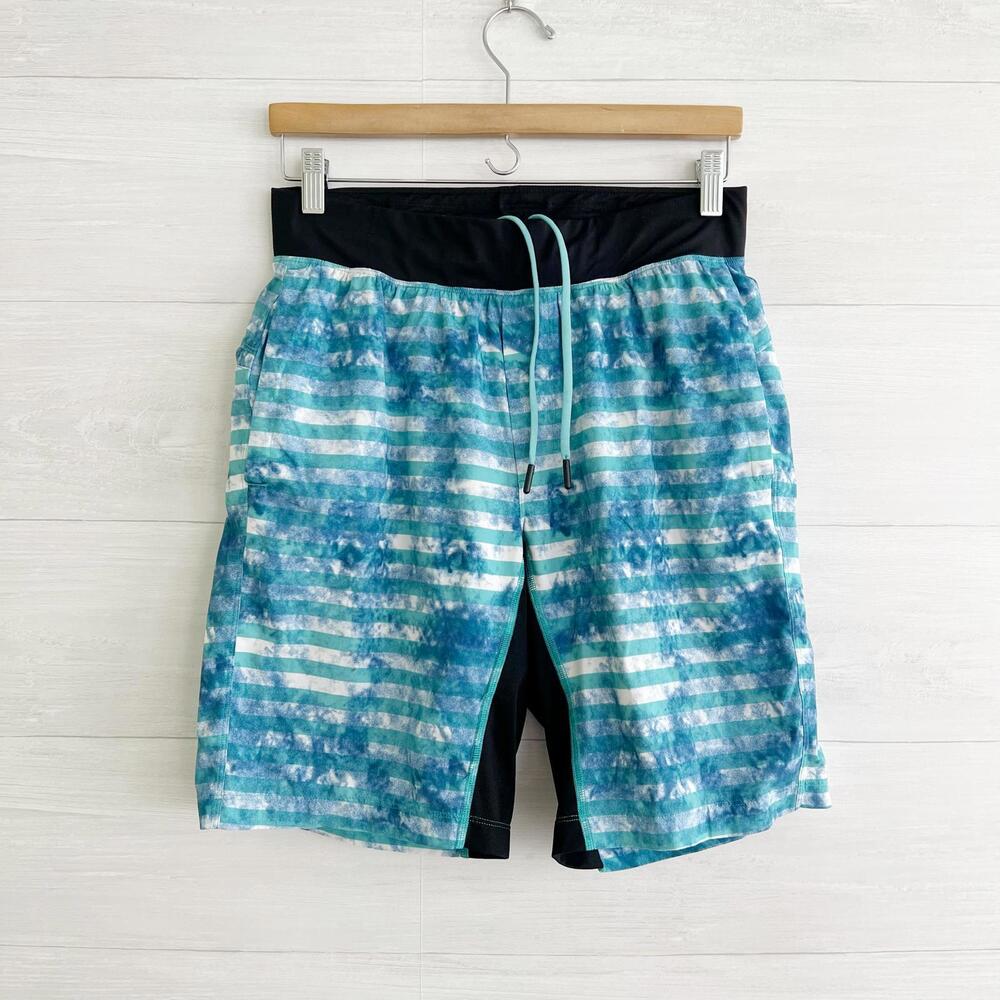Lululemon - T.H.E. Short Aqua blue black lined active shorts 9" inseam, M